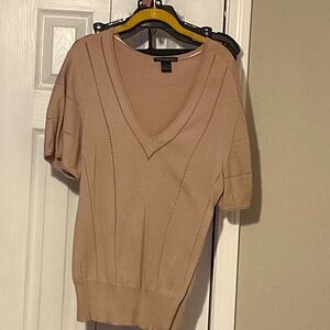 Women's Tan V-Neck Sweater